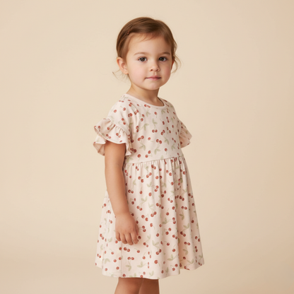 Organic Cotton Dolman Sleeve Dress - Cherry