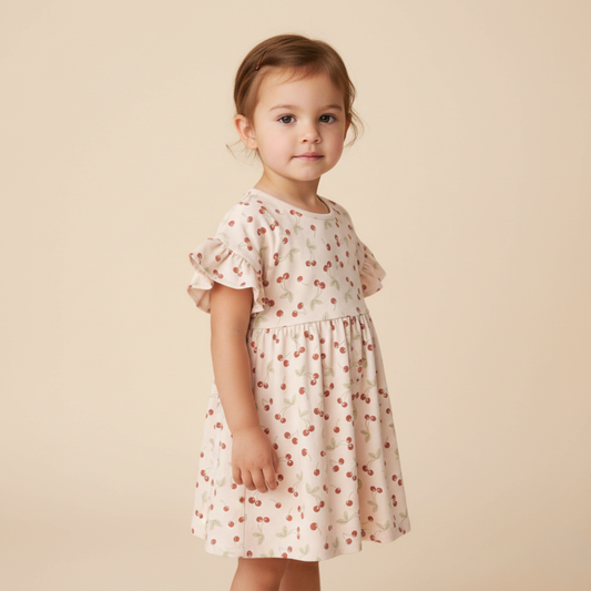 Organic Cotton Dolman Sleeve Dress - Cherry