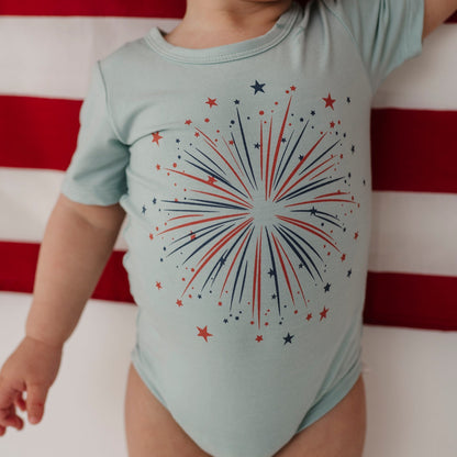 Bamboo Short Sleeve Bodysuit - Americana Prints