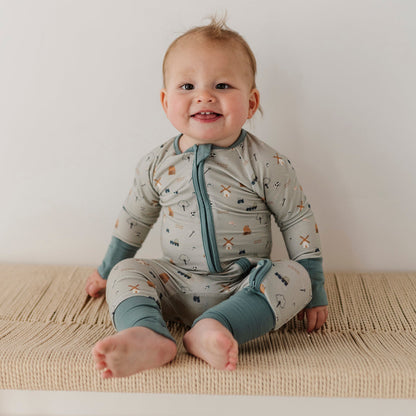 Baby Bamboo Viscose Long Sleeve Zip Romper with Footies | babysprouts