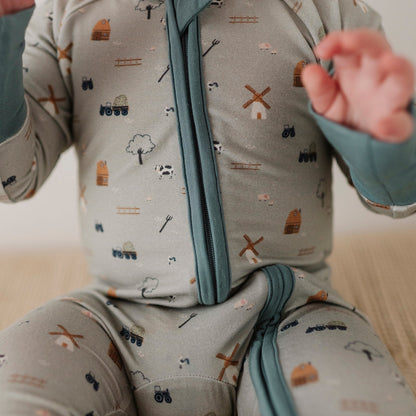 Baby Bamboo Viscose Long Sleeve Zip Romper with Footies | babysprouts