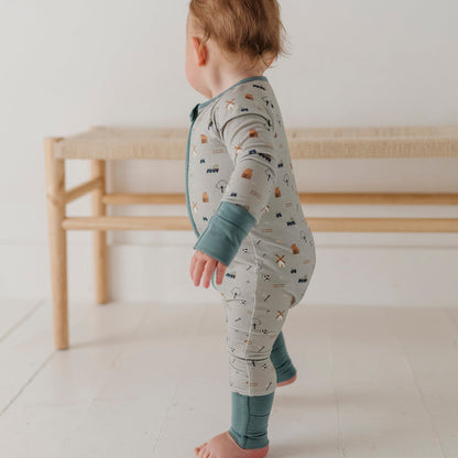 Baby Bamboo Viscose Long Sleeve Zip Romper with Footies | babysprouts