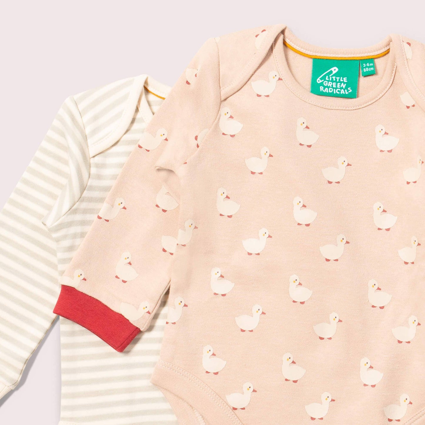 Little Green Radicals Organic Babies' Long-Sleeved Bodysuit 2 Pack- Puddle Ducks
