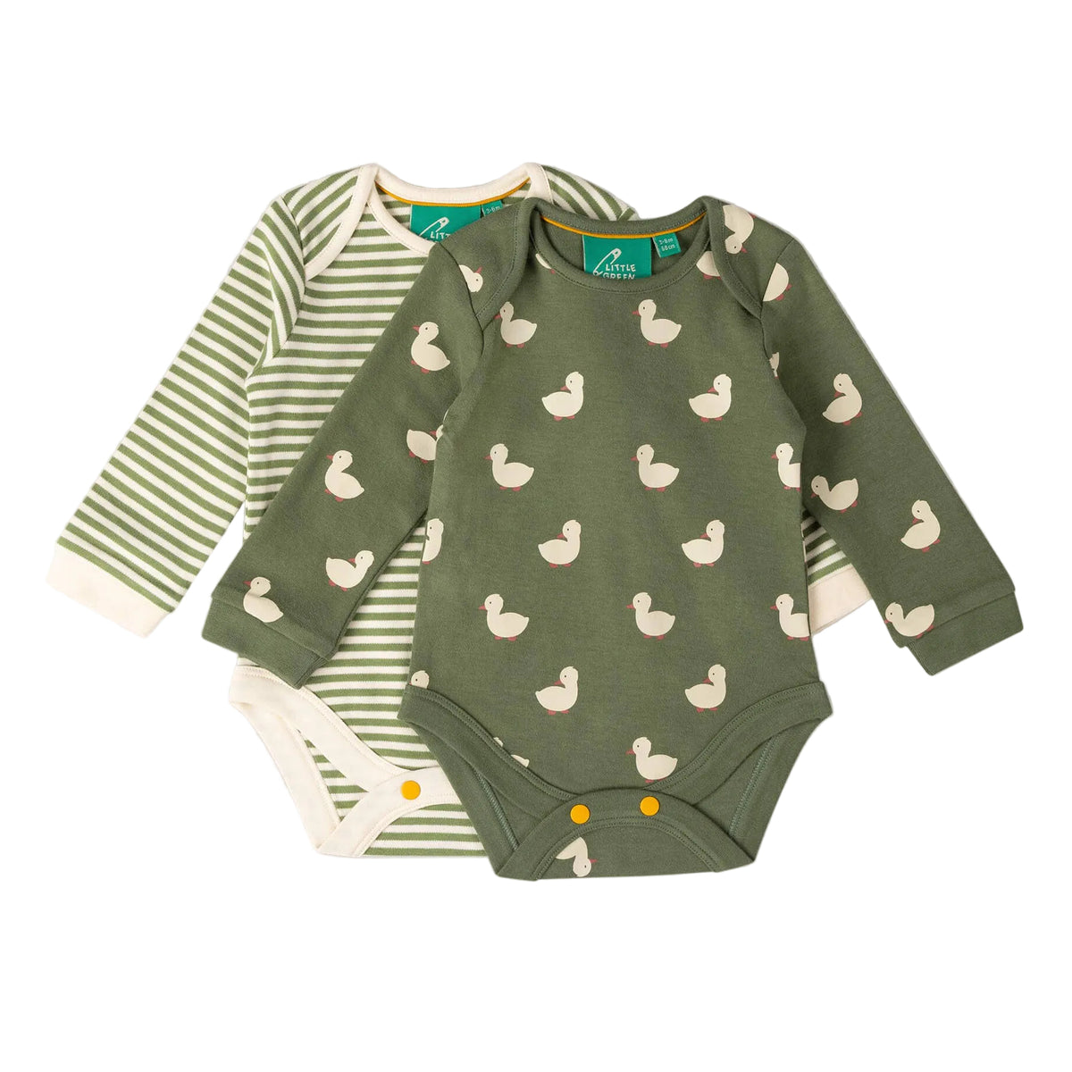 Little Green Radicals Organic Cotton Bodysuit 2 Pack - Olive Ducks