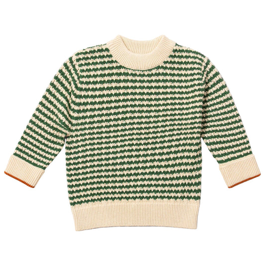Little Green Radicals Organic Knit Sweater- Olive Striped