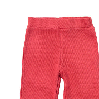 Little Green Radicals Organic Kids' Waffle Leggings- Holly Berry