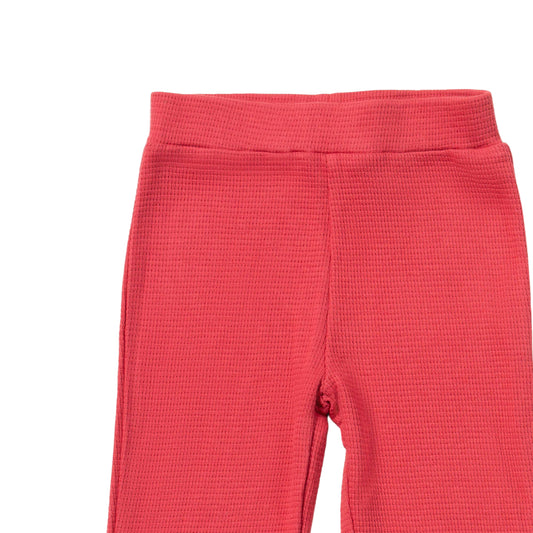 Little Green Radicals Organic Kids' Waffle Leggings- Holly Berry