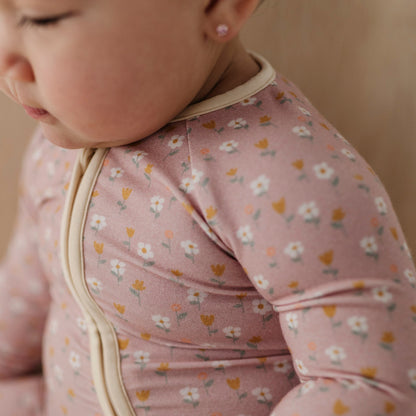 Baby Bamboo Viscose Long Sleeve Zip Romper with Footies | babysprouts