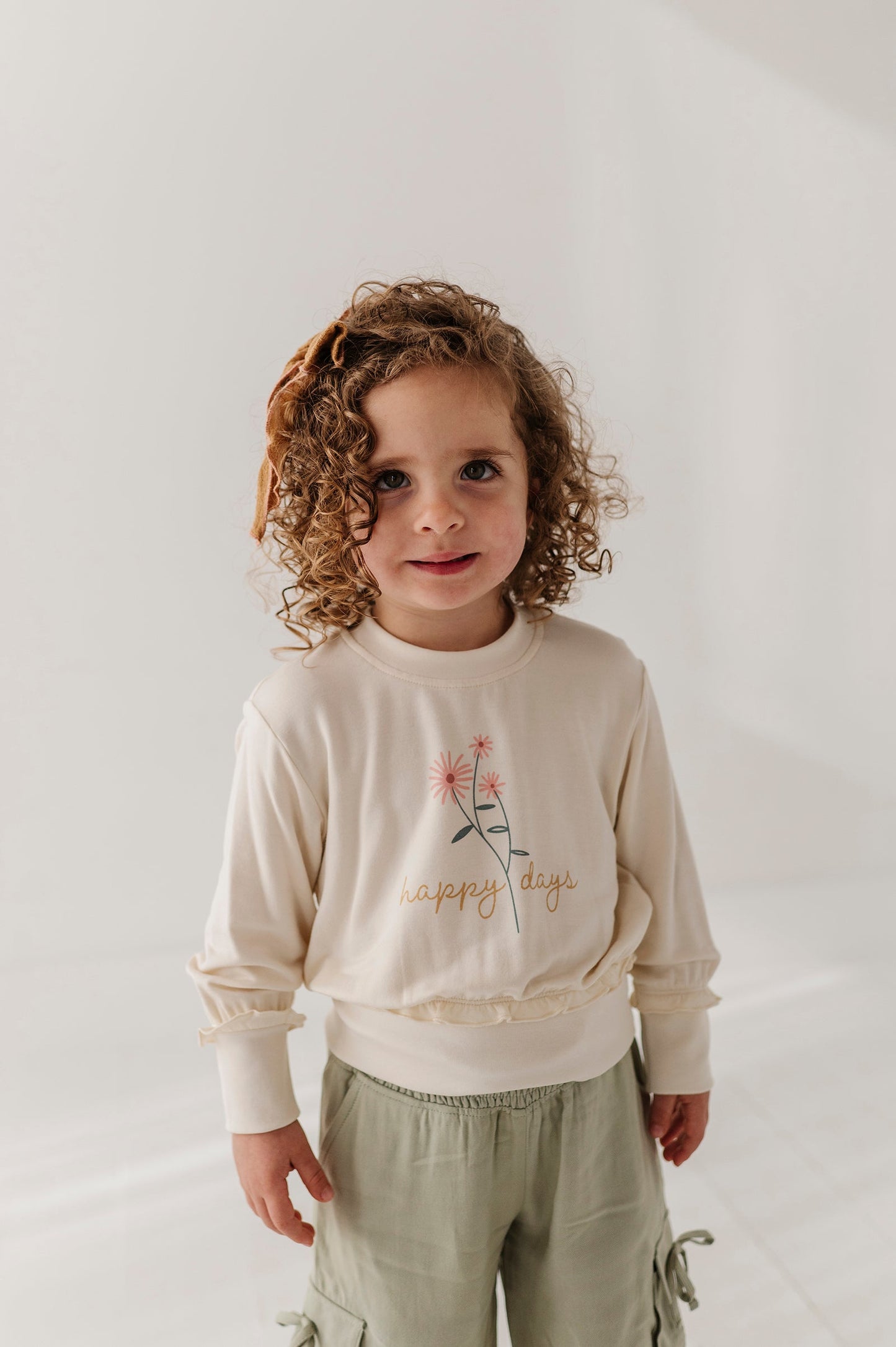Bamboo Ruffle Hem Sweatshirt - Happy Days