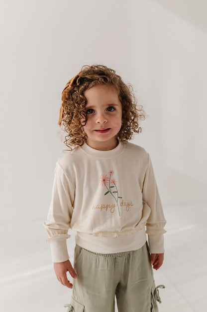 Bamboo Ruffle Hem Sweatshirt - Happy Days