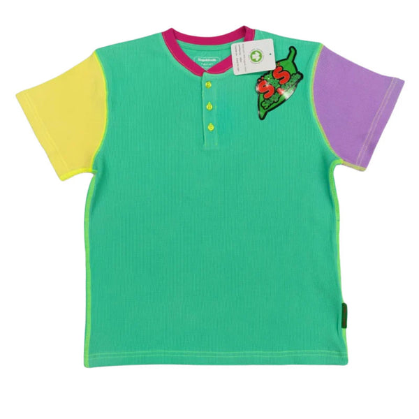 Slugs & Snails organic Waffle top & shorts set- '90s neon, top