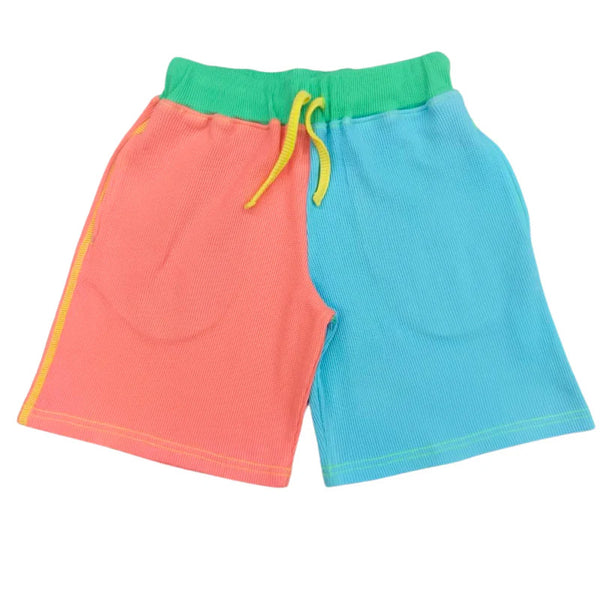 Slugs & Snails organic Waffle top & shorts set- '90s neon, shorts