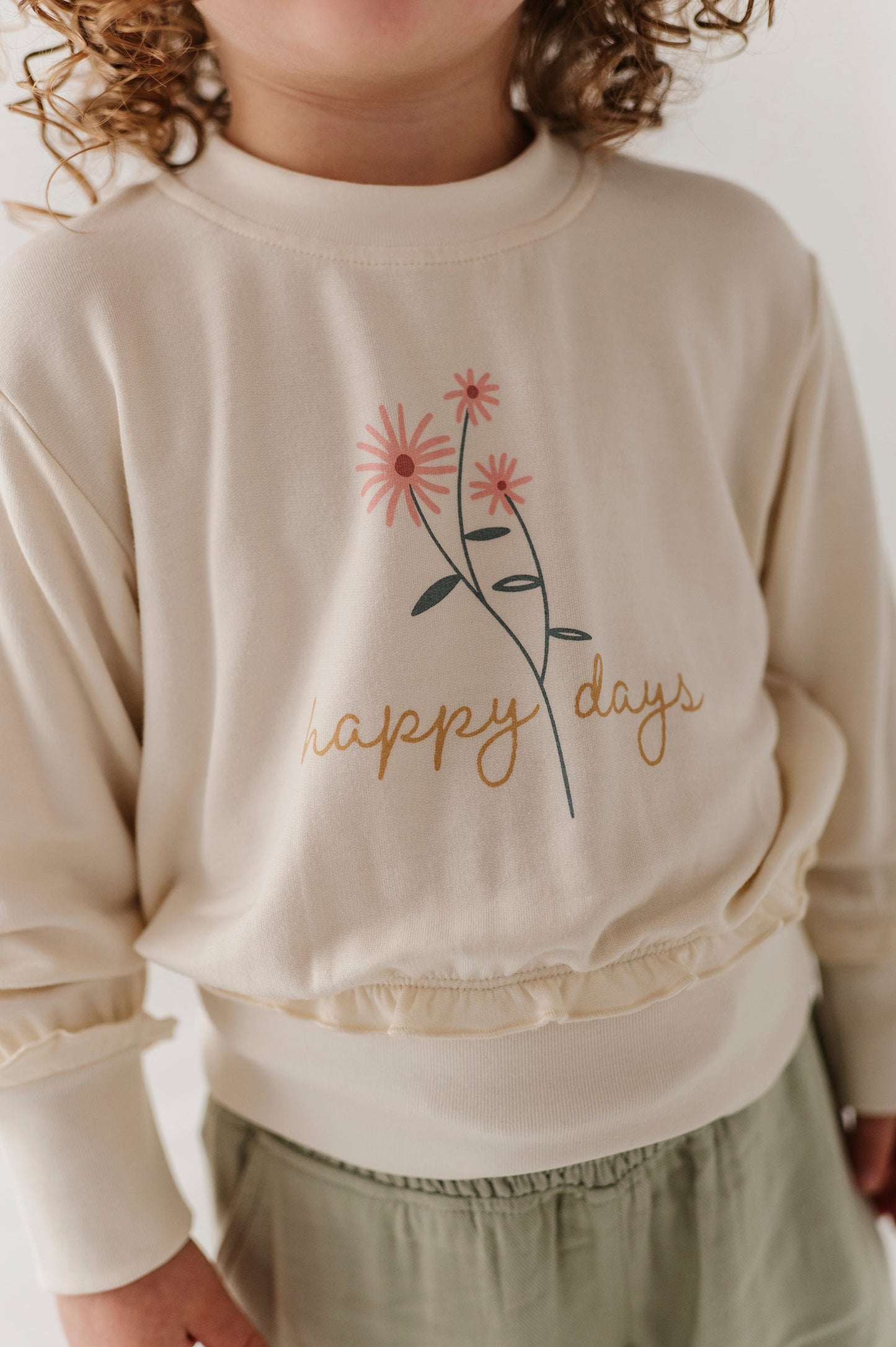 Bamboo Ruffle Hem Sweatshirt - Happy Days