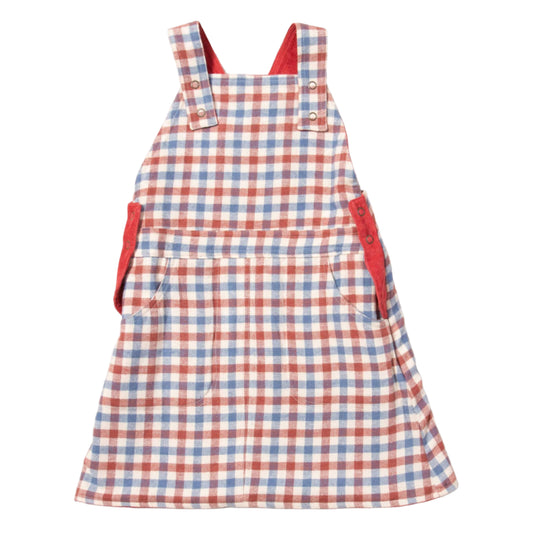Little Green Radicals Organic Girls' Reversible Pinafore Dress- Holly Berry