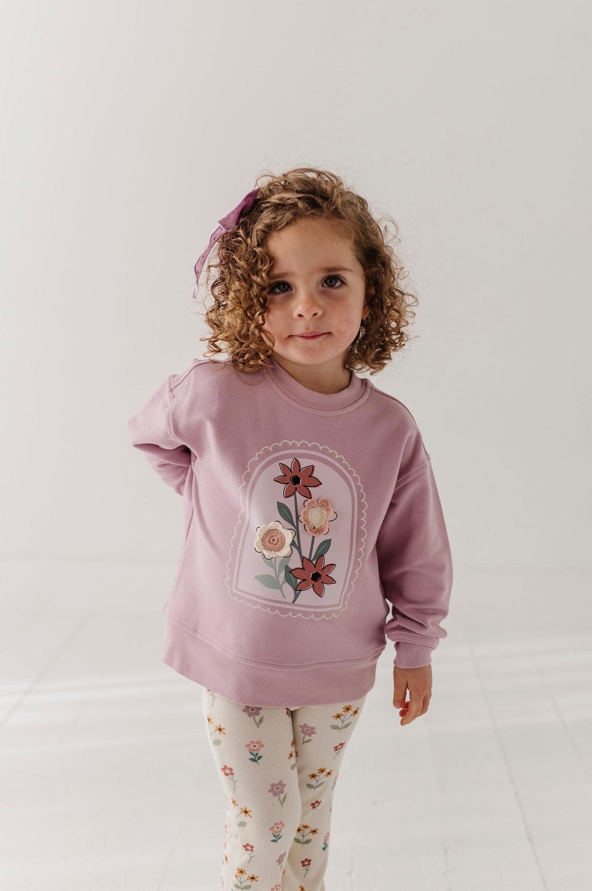 Bamboo Boxy Sweatshirt - Crochet Flower