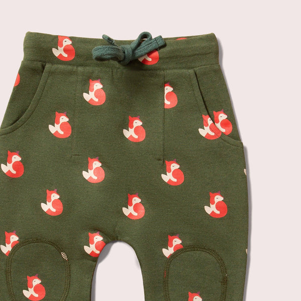 Little Green Radicals organic Joggers- fox, closeup