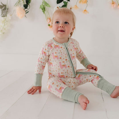 Baby Bamboo Viscose Long Sleeve Zip Romper with Footies | babysprouts
