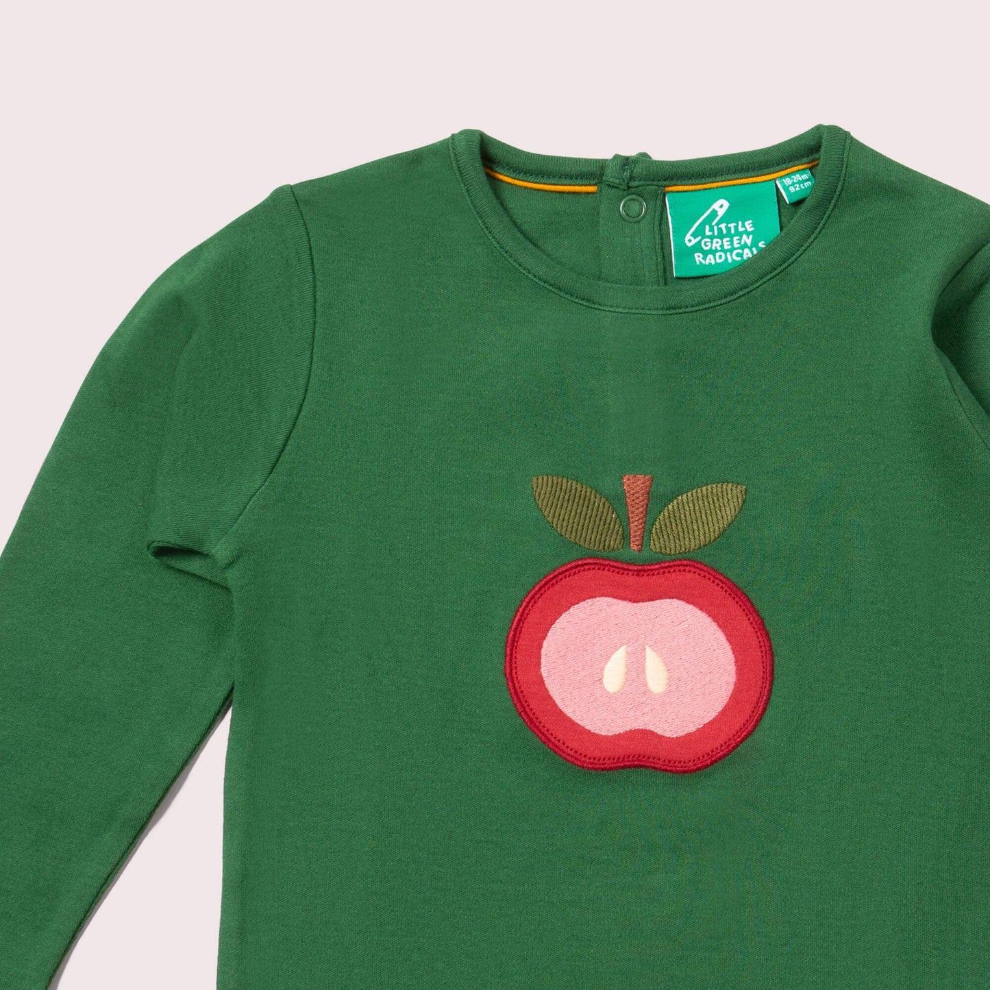 Little Green Radicals Organic Kids' Long Sleeved T-Shirt- Red Apple Appliqué
