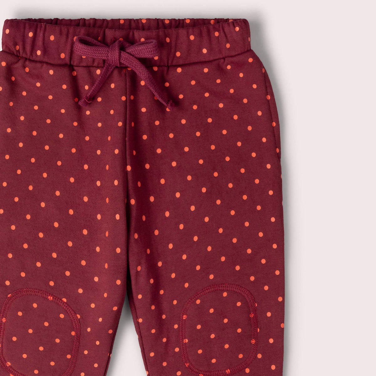 Little Green Radicals Organic Cotton Knee Patch Cozy Joggers - Autumn Polkadot