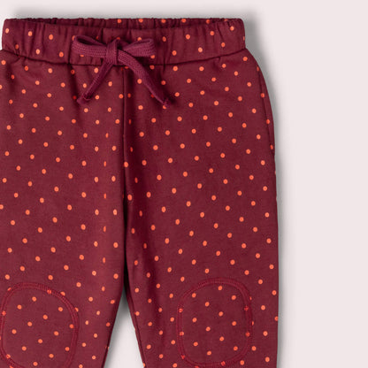 Little Green Radicals Organic Cotton Knee Patch Cozy Joggers - Autumn Polkadot