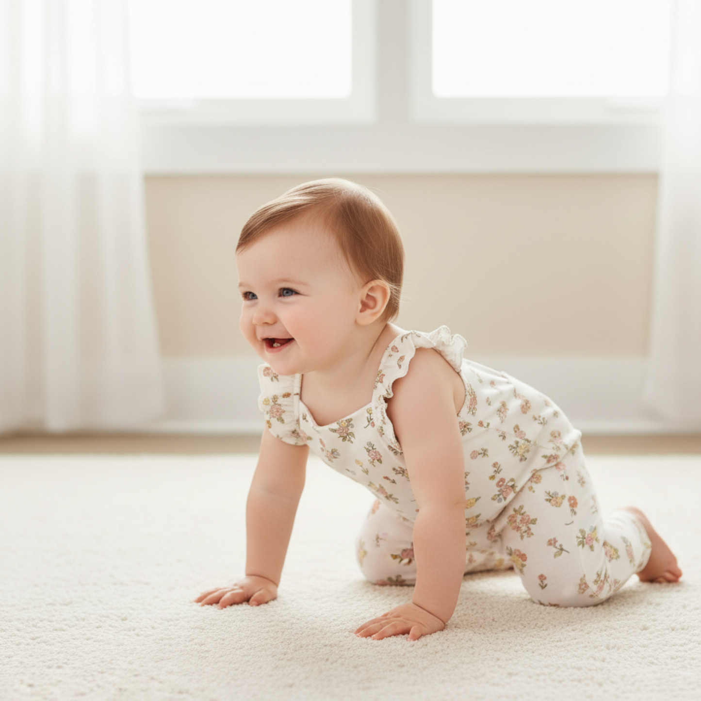 Organic Cotton Flutter Romper - Meadow