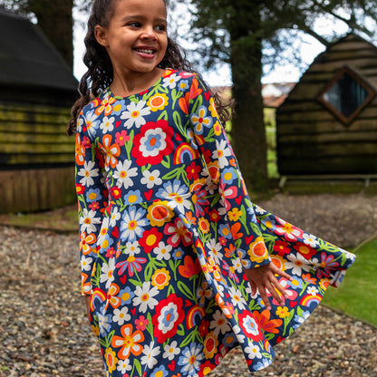 Frugi Organic Cotton Long Sleeve Skater Dress - Beautiful Bunch