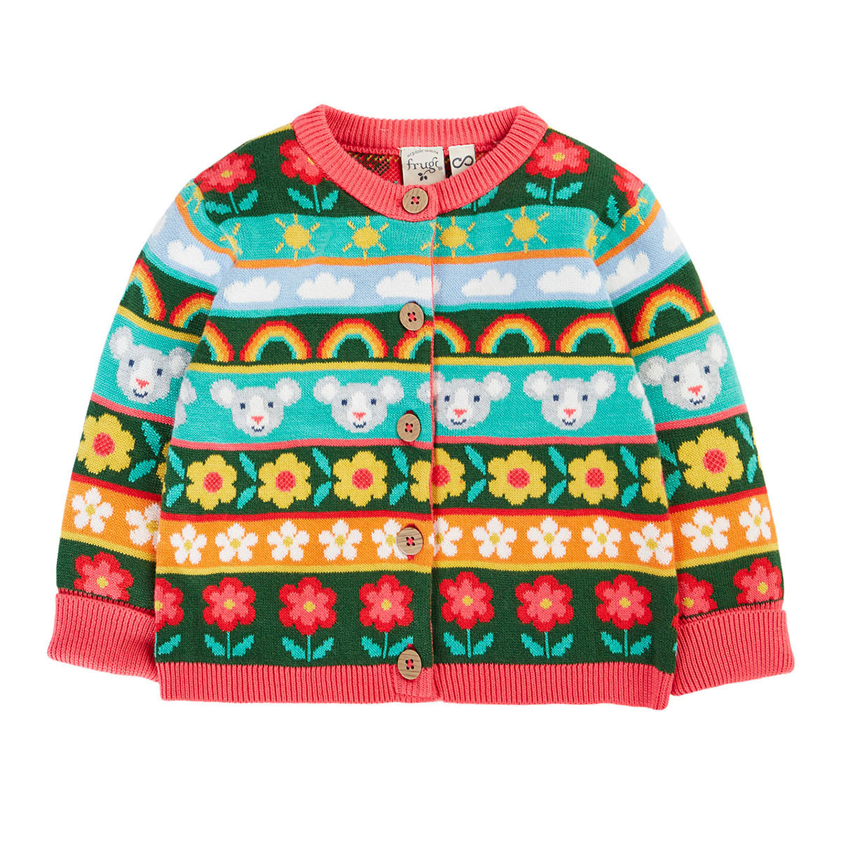Frugi Organic Cotton Fair Isle Cardigan - Mouse