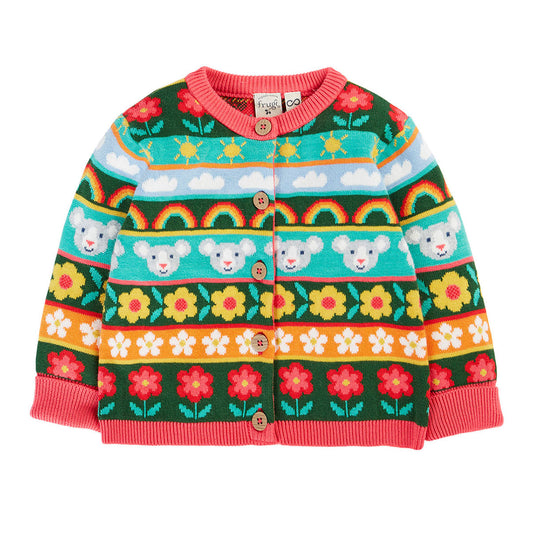 Frugi Organic Cotton Fair Isle Cardigan - Mouse