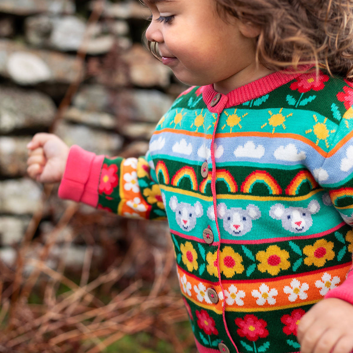 Frugi Organic Cotton Fair Isle Cardigan - Mouse