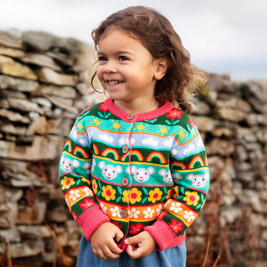 Frugi Organic Cotton Fair Isle Cardigan - Mouse