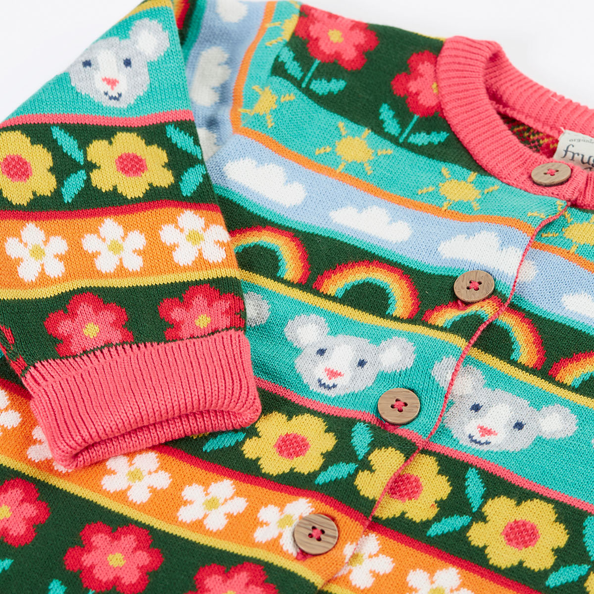Frugi Organic Cotton Fair Isle Cardigan - Mouse