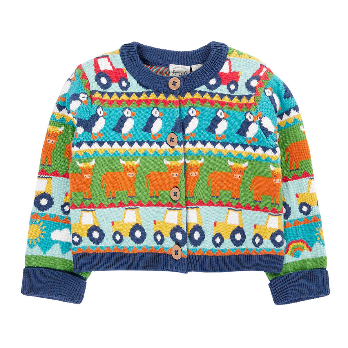 Frugi Organic Cotton Fair Isle Cardigan - Farm