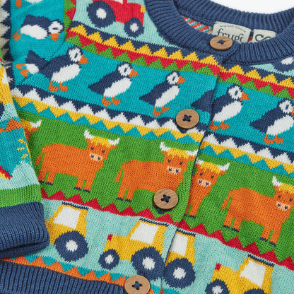 Frugi Organic Cotton Fair Isle Cardigan - Farm