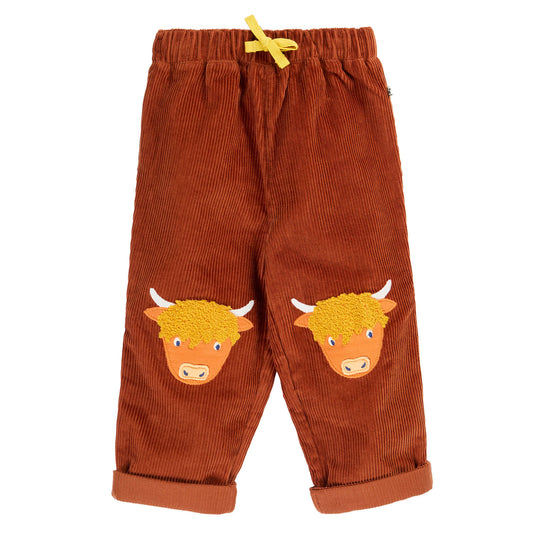 Frugi Organic Cotton Knee Patch Corduroys - Highland Cow