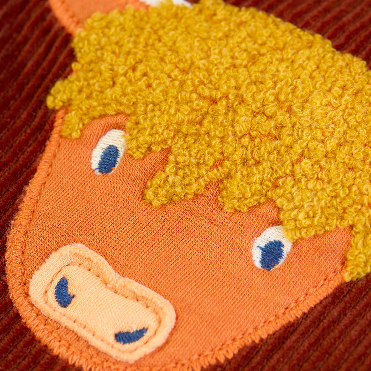 Frugi Organic Cotton Knee Patch Corduroys - Highland Cow