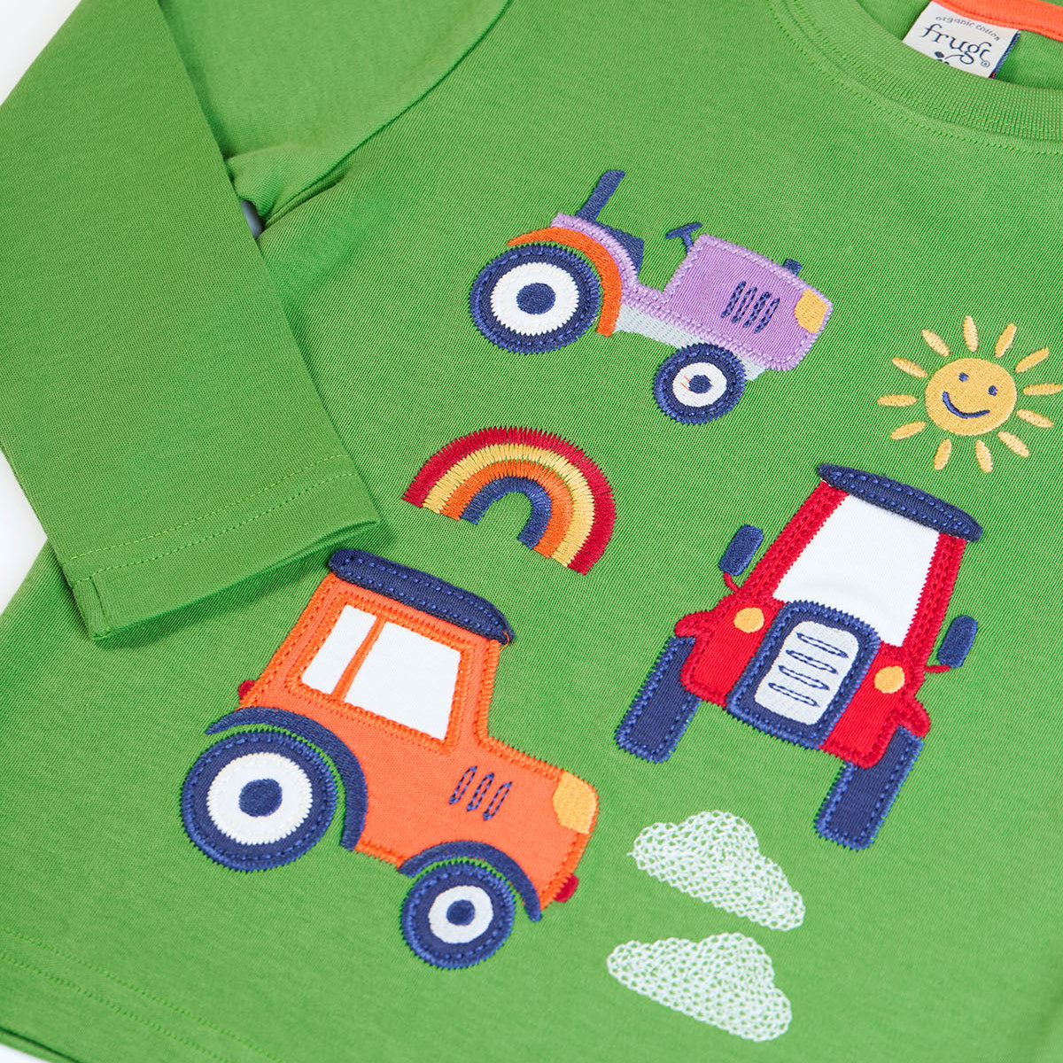 Frugi Organic Cotton Long Sleeve T-Shirt - Tractors Appliqué