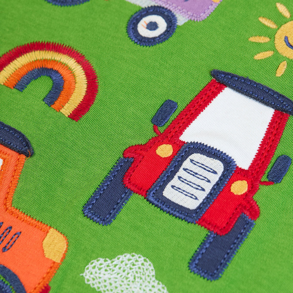 Frugi Organic Cotton Long Sleeve T-Shirt - Tractors Appliqué