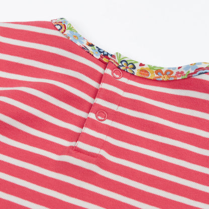 Frugi Organic Cotton Long Sleeve Breton Stripe Top - Pals Appliqué