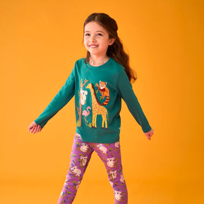 Frugi Organic Cotton Long Sleeve T-Shirt - Zoo Animals Appliqué