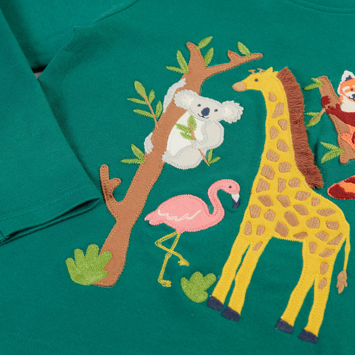 Frugi Organic Cotton Long Sleeve T-Shirt - Zoo Animals Appliqué