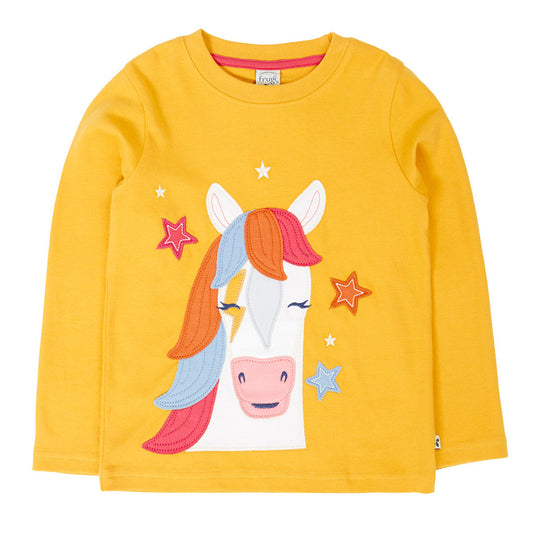 Frugi Organic Cotton Long Sleeve T-Shirt - Horse Appliqué