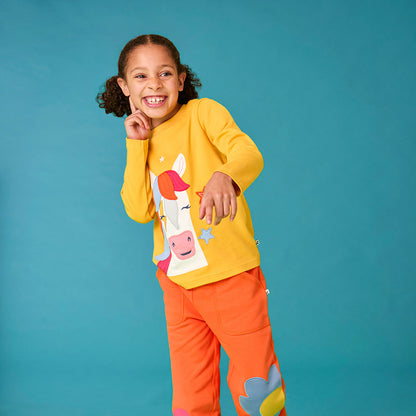Frugi Organic Cotton Long Sleeve T-Shirt - Horse Appliqué