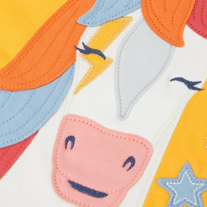 Frugi Organic Cotton Long Sleeve T-Shirt - Horse Appliqué