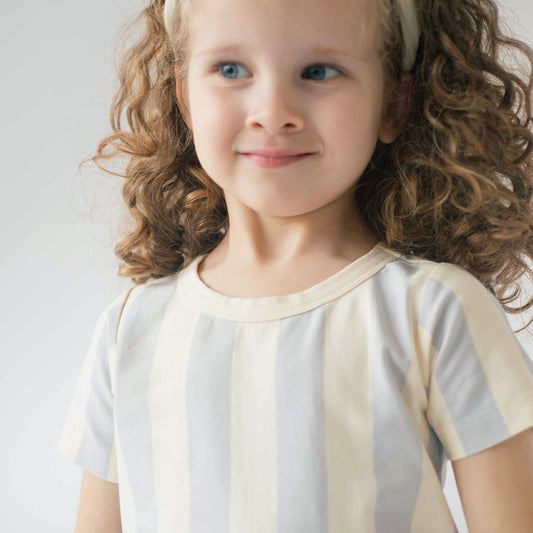Kids Organic Cotton T-Shirt and Shorts Set - Blue Stripes | Good Apples Kids