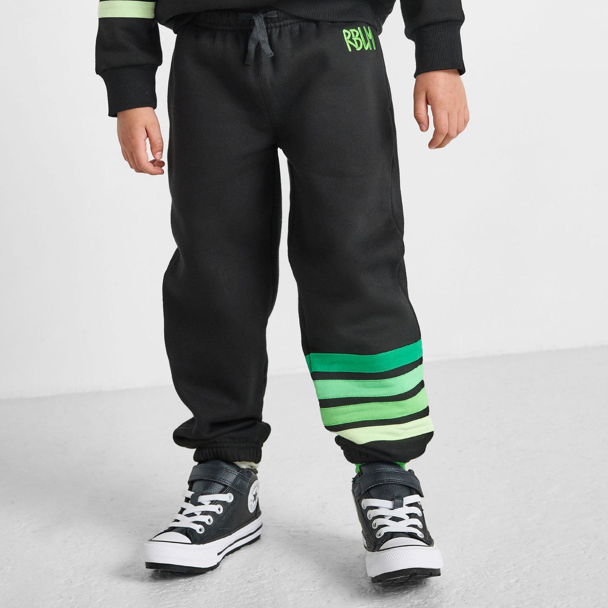 Green Striped Joggers - Organic Cotton & Recycled Polyester | Rebloomed Kids