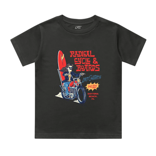 Radical Cycle and Boards Organic Cotton Tee - Black | Sustainable Kids Tee