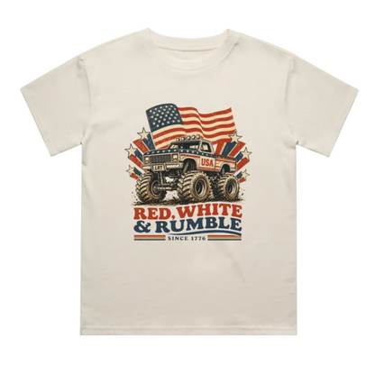 Organic Cotton Short Sleeve T-Shirt- Red, White & Rumble