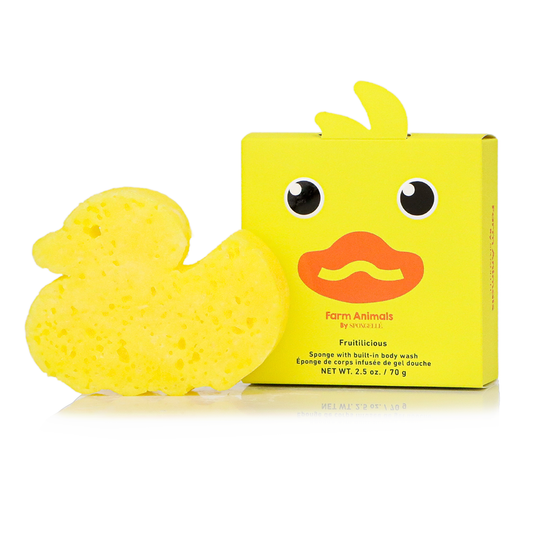 Danny Duck Body Wash Sponge - Kids Farm Animals Bath Fun | Spongellé 