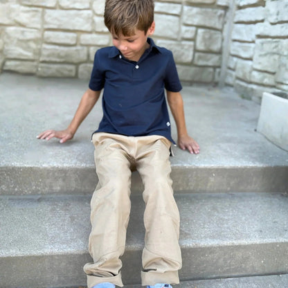Organic Cotton Twill Kids Pants with Reinforced Knees | Jackalo