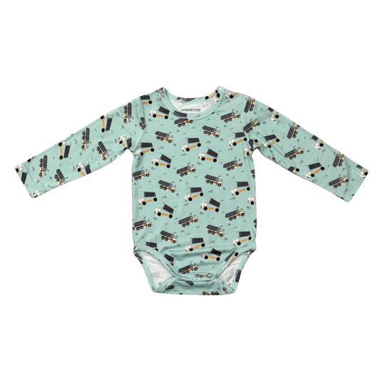 Bamboo Long Sleeve Bodysuit - Dump Trucks